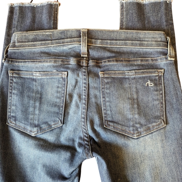 Rag & Bone dark blue stretch skinny jeans/Capri distressed/ raw hem/cuff 24"×27" - Picture 8 of 16